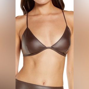 SKIMS Wet Jersey Triangle Bralette in Cocoa